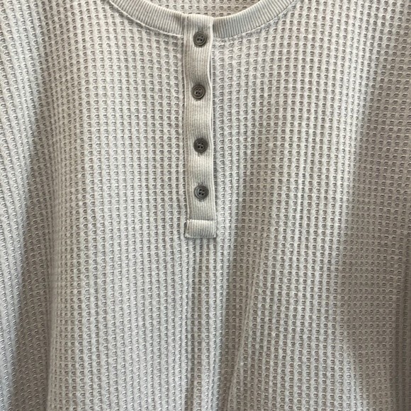 Loft Light Gray Waffle Henley Long Sleeve Top Size XL - Picture 4 of 8